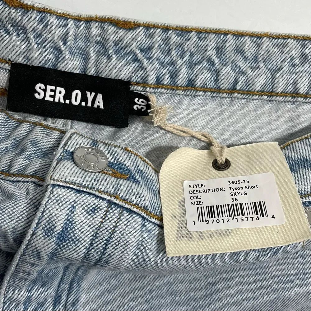 NWT SER.O.YA Men's Tyson Denim and Terry Shorts Size 36 in Skylight‎ - Picture 8 of 11